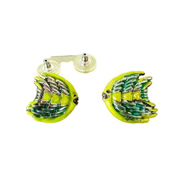 Vintage Fish Earrings Pierced Blowfish Tropical Islands Beach Vacation C… - Picture 5 of 12